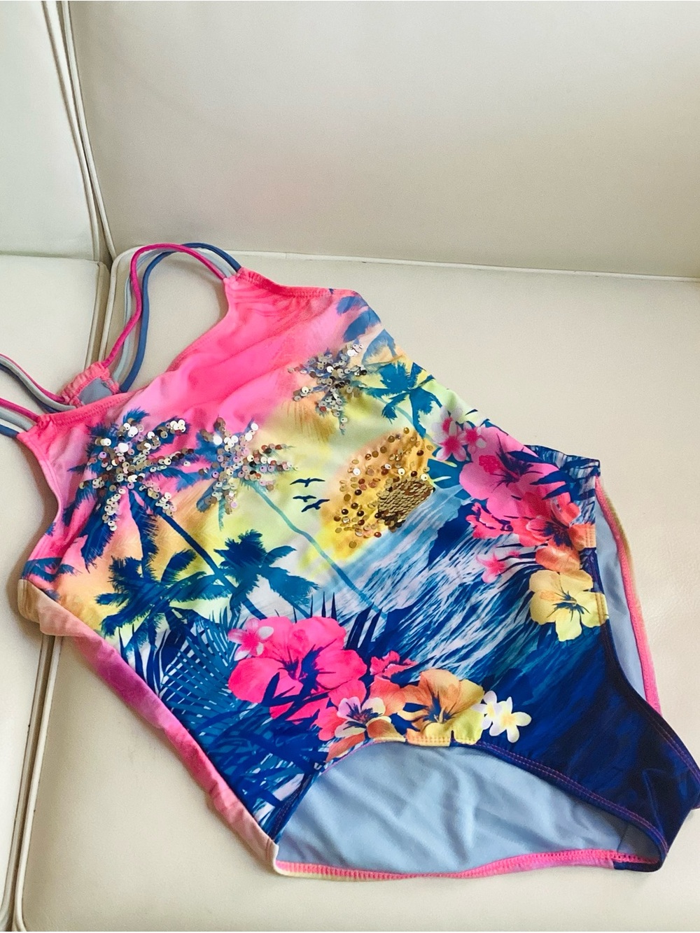 Source Unknown Pink Multi Tropical Floral One-Piece Swimsuit
